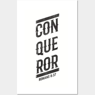 Conqueror Romans 8:37 Christian Warrior (Distressed) Posters and Art